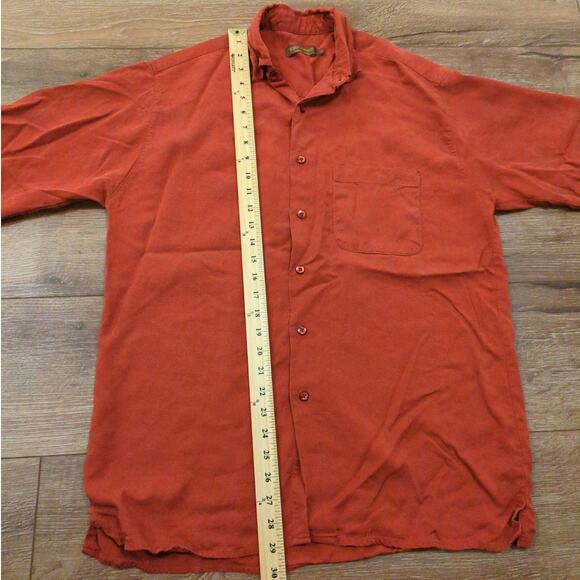 VTG Robert Barakett Men Medium Button Up Shirt Burnt Orange Retro 70s Disco - Picture 4 of 7